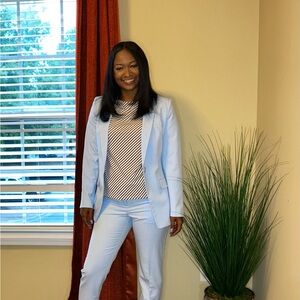 Light Blue Women's Tailored Pantsuit - Classic Workwear